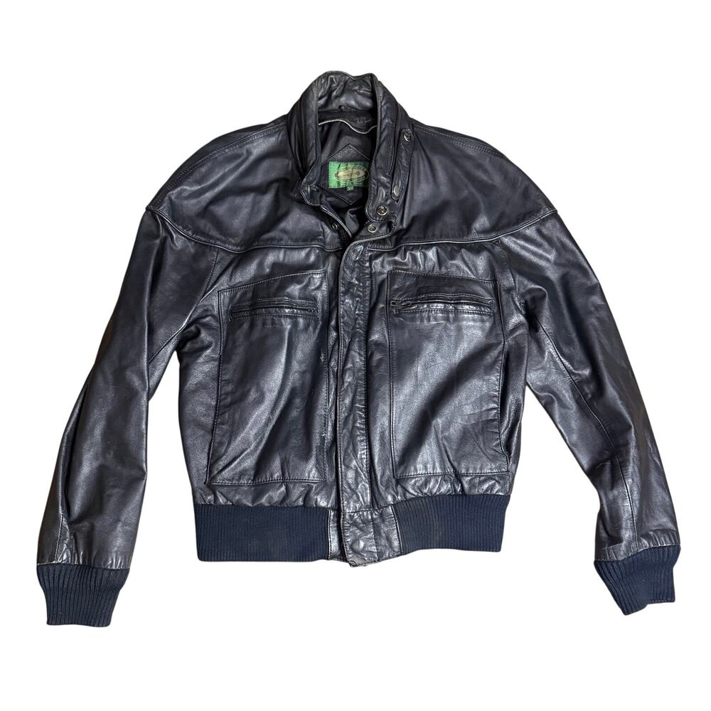 Vintage Hill & Archer Men’s Size 44 Black Leather Jacket Bomber Style